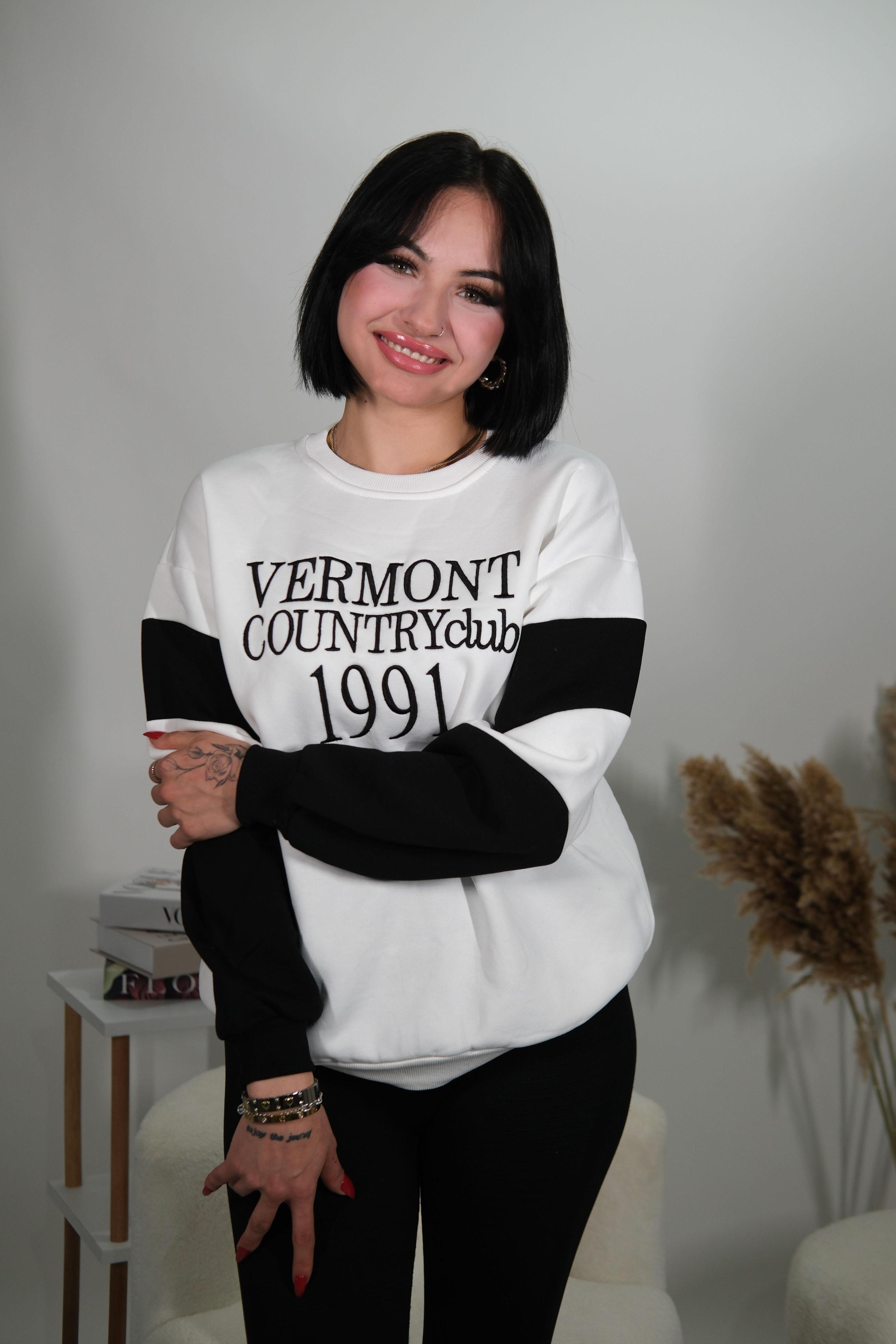 Vermont%20Country%20Club%201991%20Baskılı%20Beyaz%20Sweatshirt%20-%20Kadın%20Oversize%203%20İplik%20Sweat